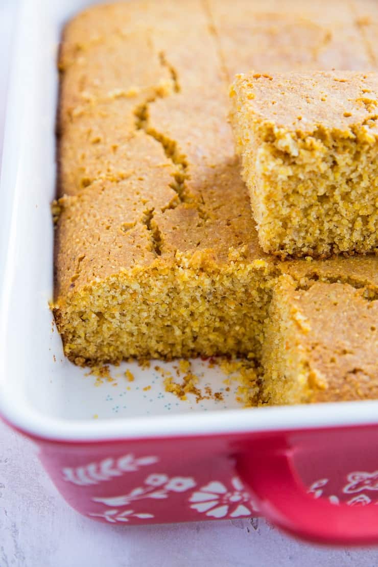 Dairy-Free Gluten-Free Cornbread Recipe that is easy to prepare and is SO moist, fluffy and delicious! A great side dish to any meal!