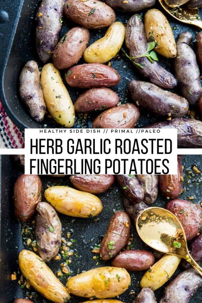 Herb Garlic Roasted Potatoes are an easy, healthy side dish for any night of the week or any gathering! Whip them up for an amazing, well-balanced meal #healthy #sidedish #potatoes #grainfree #whole30 #paleo #primal #glutenfree