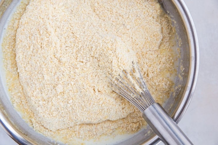 How to Make Gluten-Free Cornbread - mix together wet and dry ingredients