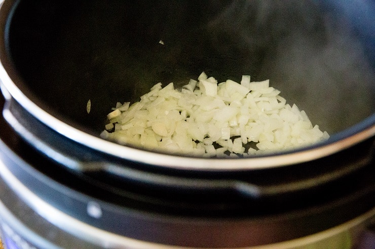 Onion sauteeing in an Instant Pot