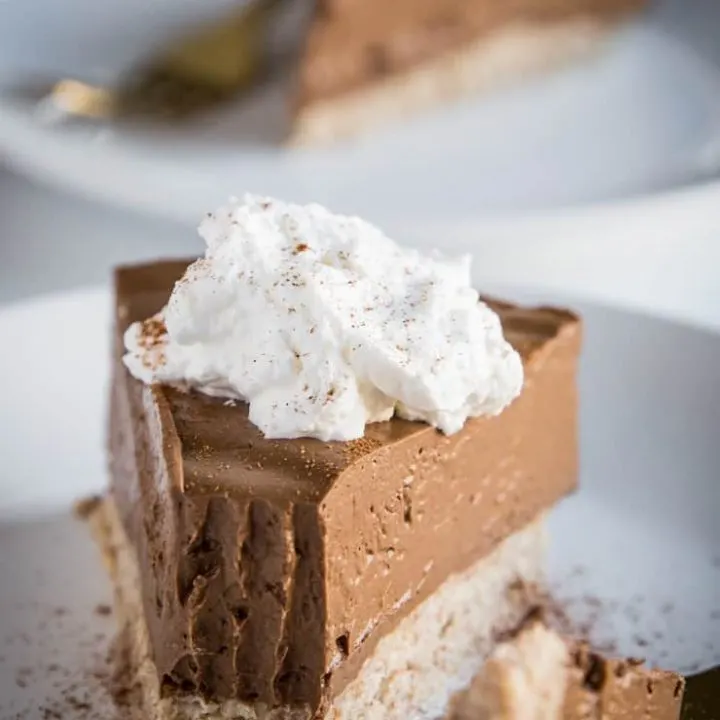 Keto Chocolate Pie - low-carb, dairy-free French silk pie made sugar-free and grain-free for a healthy chocolate pie recipe