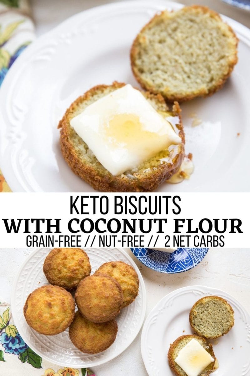 Keto Coconut Flour Biscuits - nut-free, grain-free, low-carb biscuit recipe.