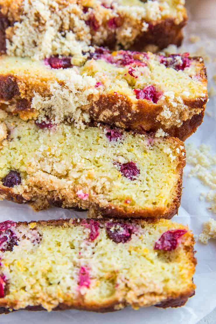 Keto Cranberry Orange Bread - low-carb, sugar-free, made with coconut flour, grain-free, healthy