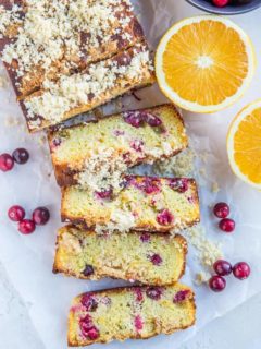 Keto Cranberry Orange Bread made with coconut flour - grain-free, sugar-free, moist, fluffy, delicious!