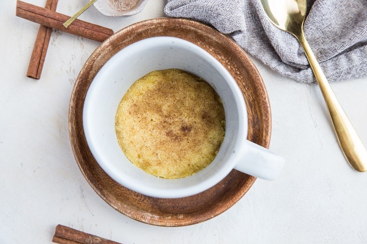 Keto Snickerdoodle Mug Cookie - low-carb dessert recipe - a grain-free, dairy-free version of snickerdoodles...in a mug!