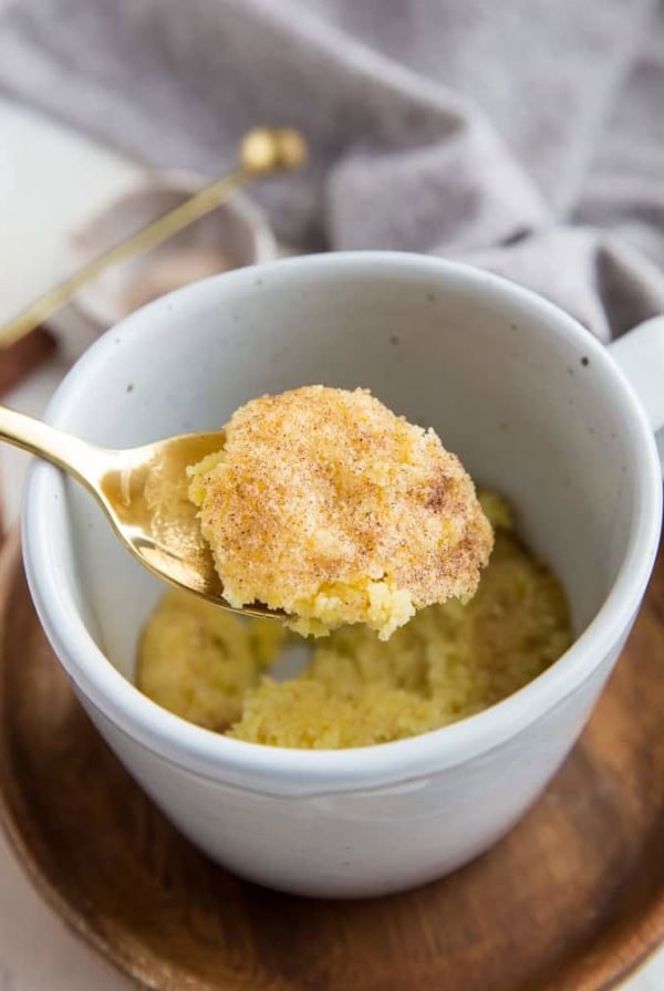 Keto Snickerdoodle Mug Cookie - a low-carb single-serve dessert that is grain-free and amazing!