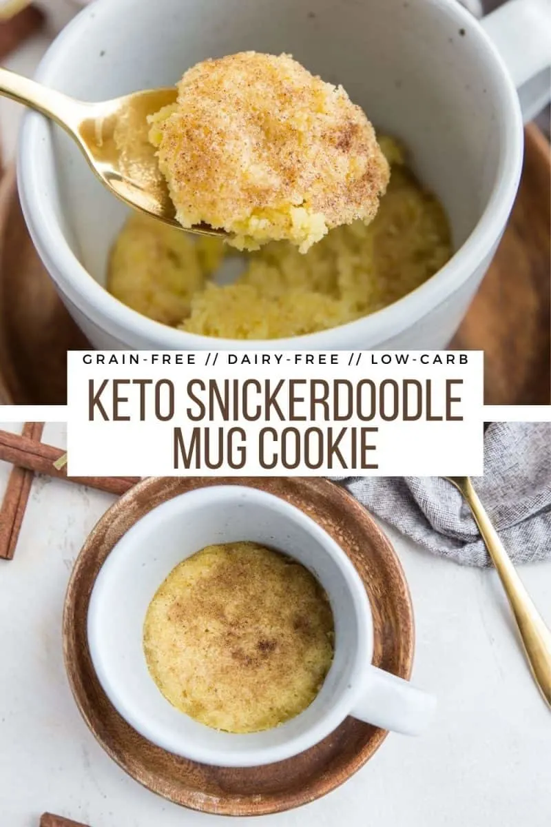 Keto Snickerdoodle Mug Cookie - low-carb, grain-free, sugar-free, dairy-free single-serve dessert recipe in a mug! Tastes just like a traditional Snickerdoodle!