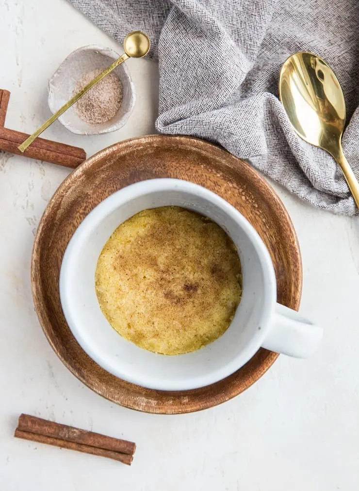 Grain-Free Low-Carb Snickerdoodle Mug Cookie - a single-serve cookie in a mug! Just like classic snickerdoodles but keto friendly!