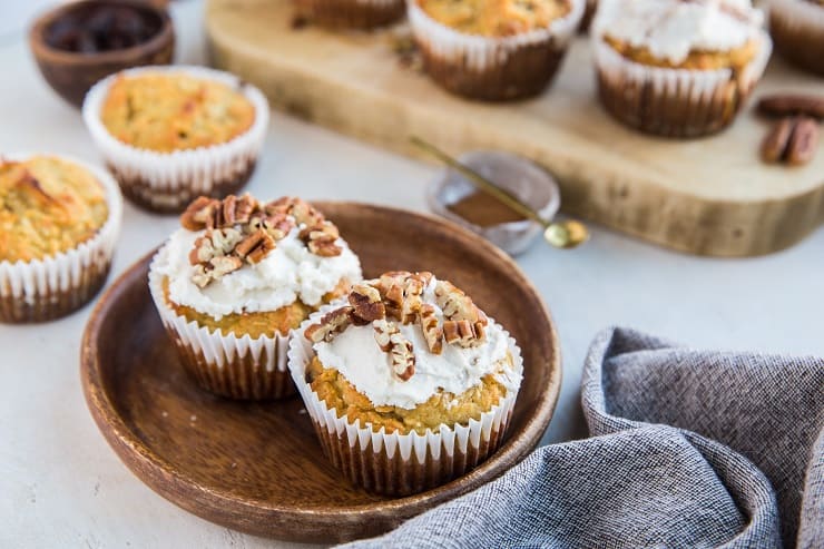 Gluten-Free Paleo Carrot Banana Muffins made with almond flour and sweetened only with banana
