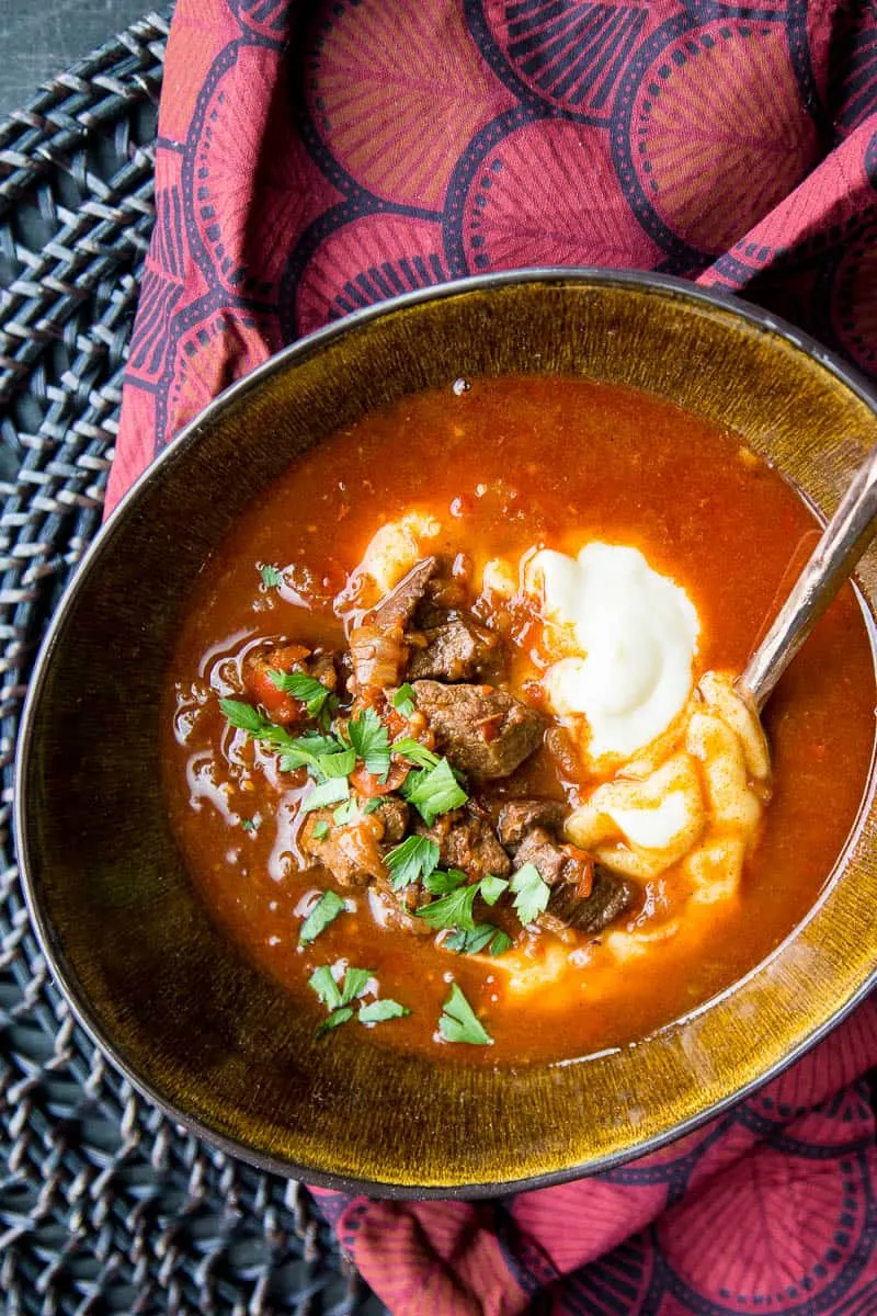 Hungarian Goulash made in the Instant Pot or slow cooker