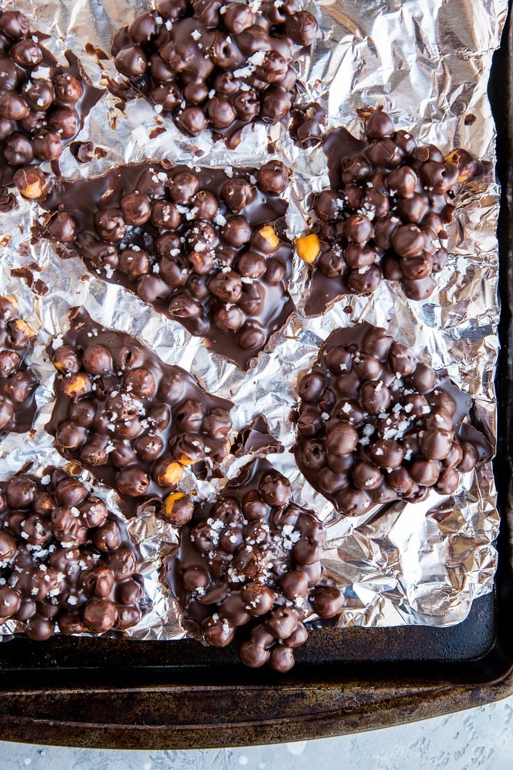 Refrigerate the chocolate covered chickpeas