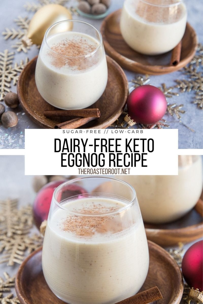 Dairy-Free Keto Eggnog - low-carb sugar-free eggnog recipe made with coconut milk instead of dairy. Rich, creamy, flavorful!