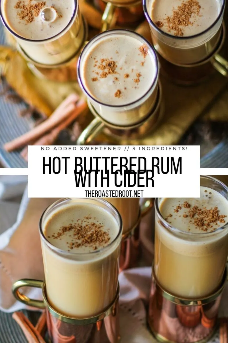3-Ingredient Hot Buttered Rum Recipe with cider - an easy healthier cocktail recipe perfect for the holidays