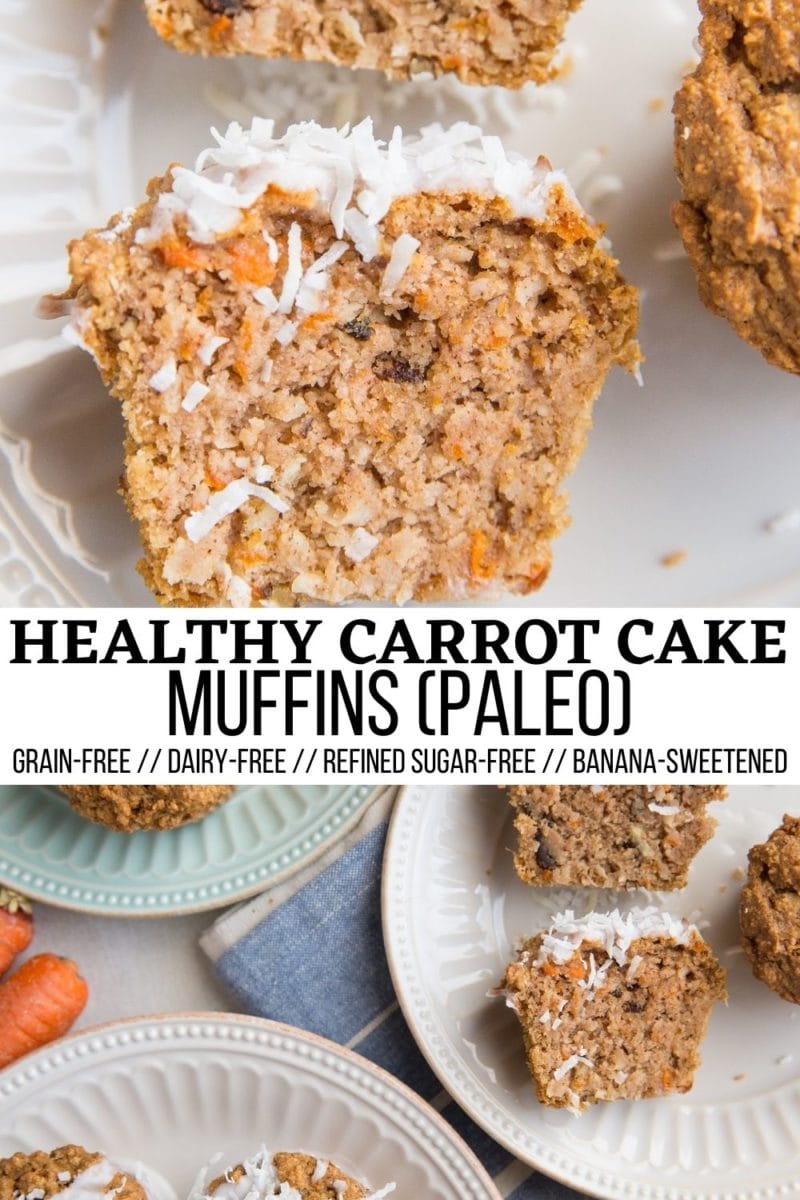 Grain-Free Carrot Cake Banana Muffins collage for pinterest