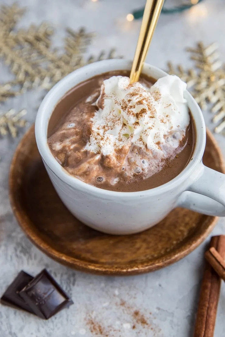 Healthy Hot Cocoa - paleo, vegan, keto hot chocolate recipes made with dairy-free milk and refined sugar-free sweetener