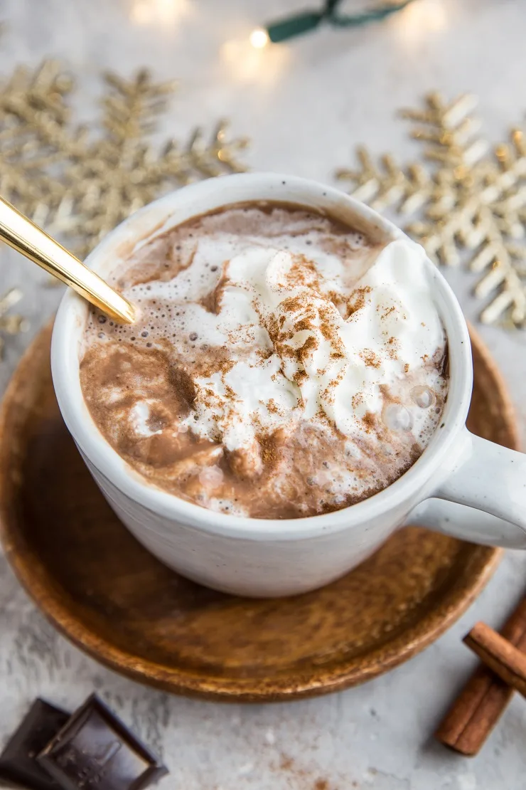 Paleo Vegan Hot Chocolate Recipe (sugar-free, dairy-free, healthier hot cocoa)