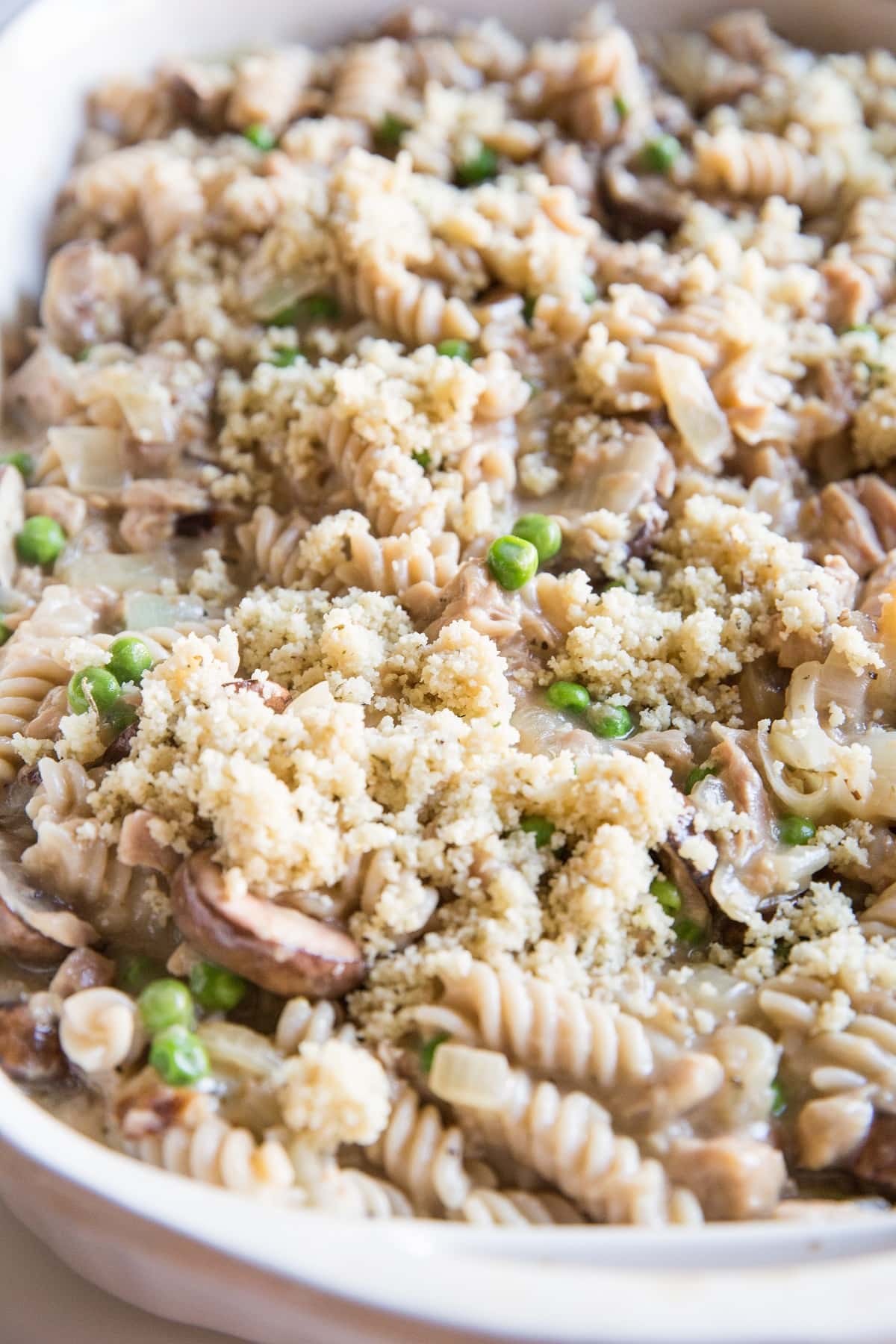 Tuna casserole with almond flour topping