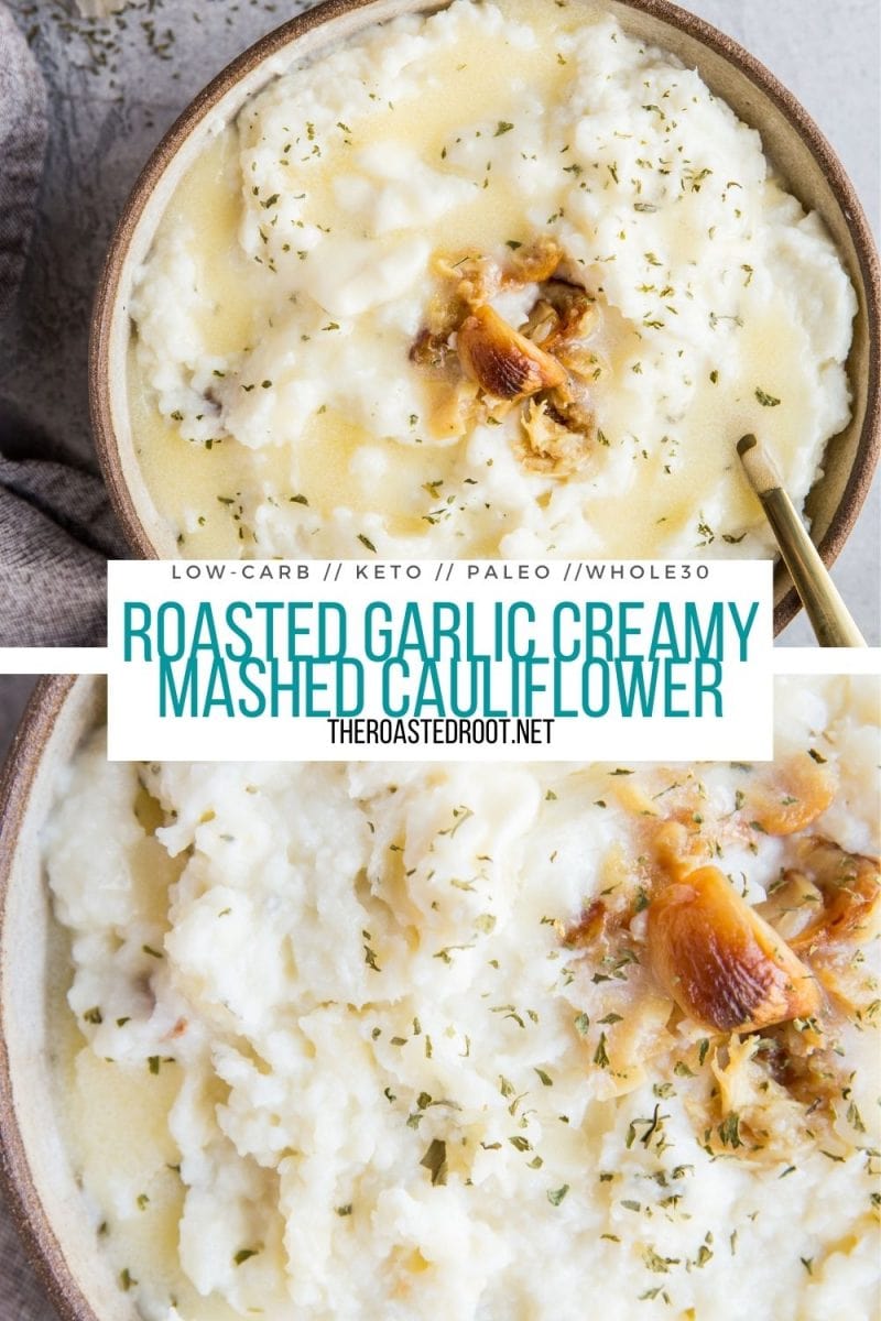 Roasted Garlic Creamy Mashed Cauliflower - low-carb, keto, paleo, whole30, a low-carb replacement for mashed potatoes