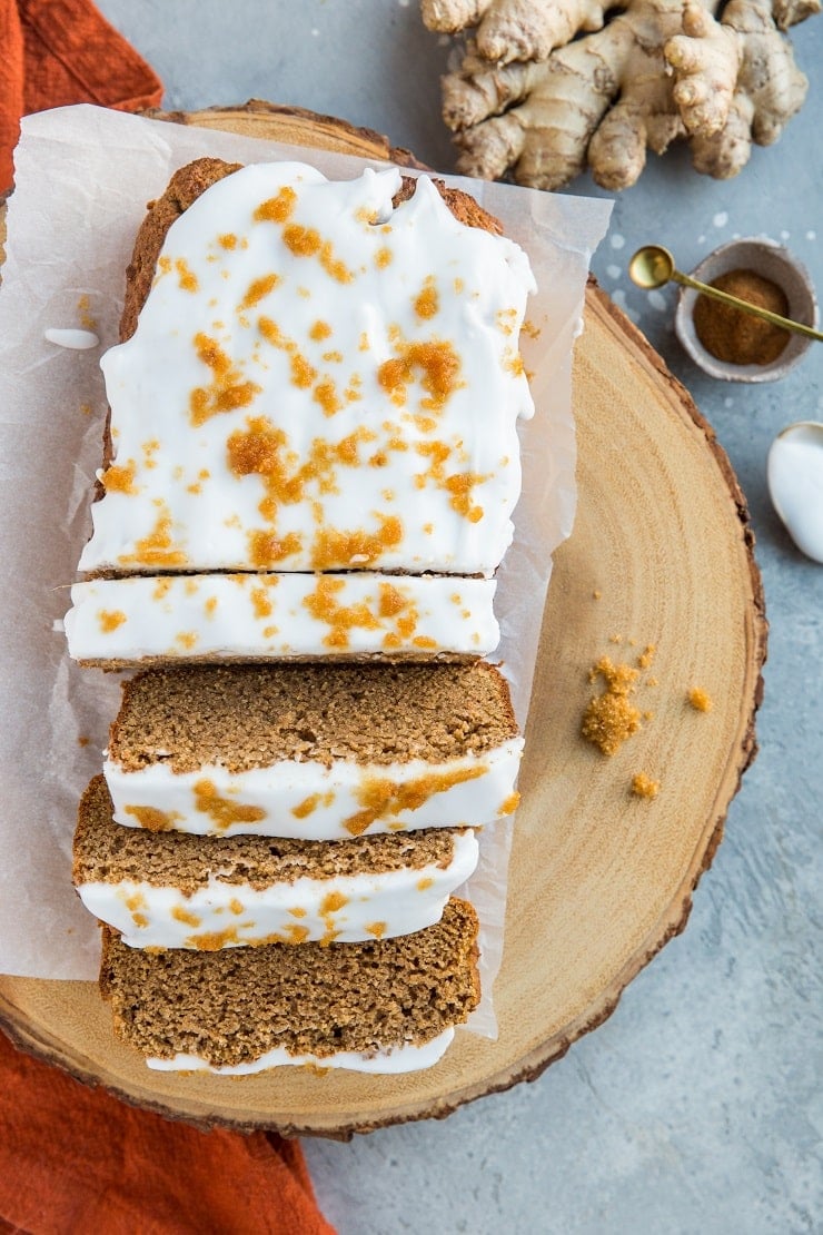 Low-Carb Grain-Free Gingerbread Loaf - sugar-free keto gingerbread made with almond flour and coconut flour. Dairy-free moist gingerbread is an amazing festive holiday dessert!