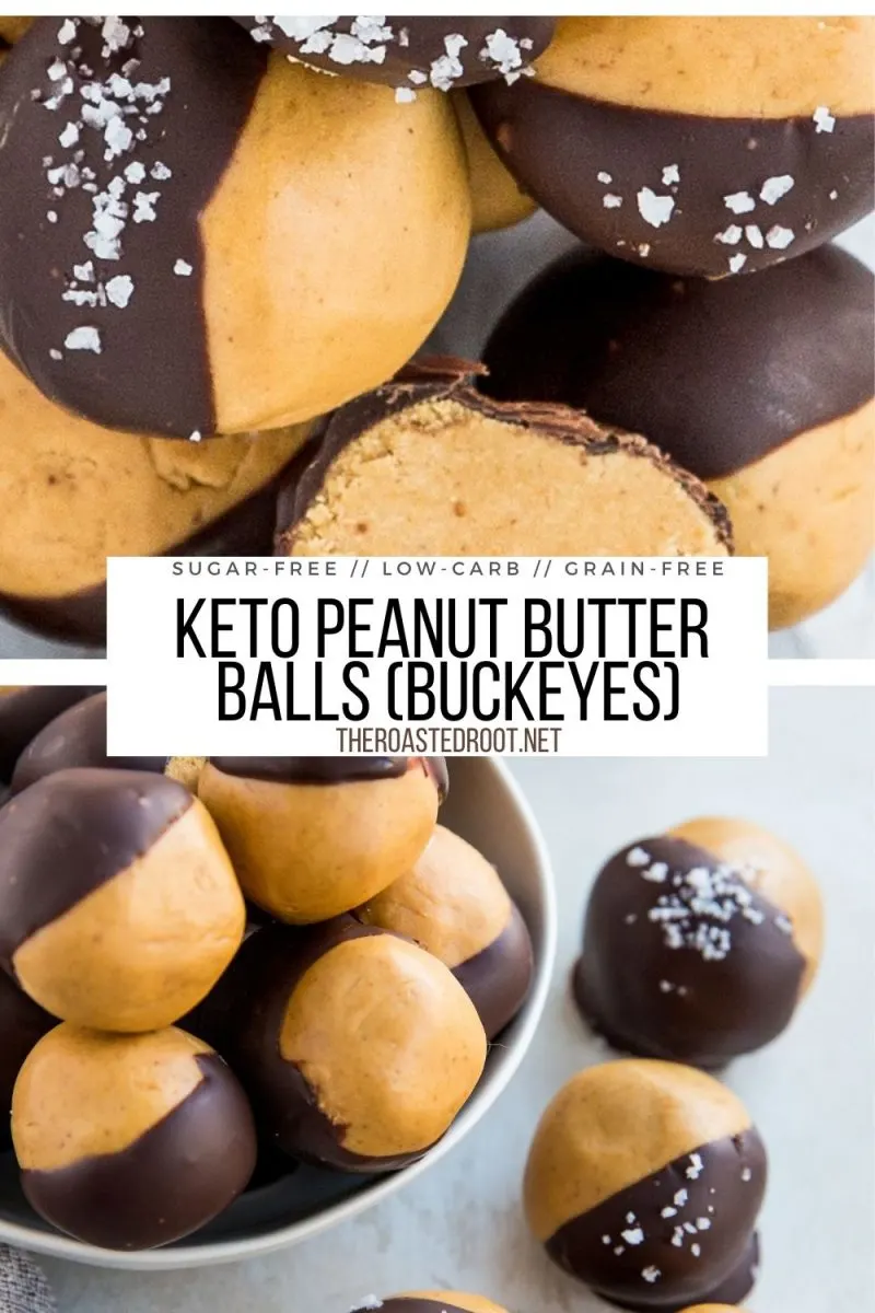 Keto Peanut Butter Balls (Buckeyes) - chocolate-covered peanut butter fudge made sugar-free and grain-free - an easy healthy dessert recipe
