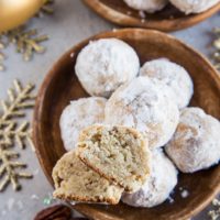 Keto Pecan Snowball Cookies made with almond flour, coconut flour and sugar-free sweetener - rich buttery and delicious low-carb cookie recipe