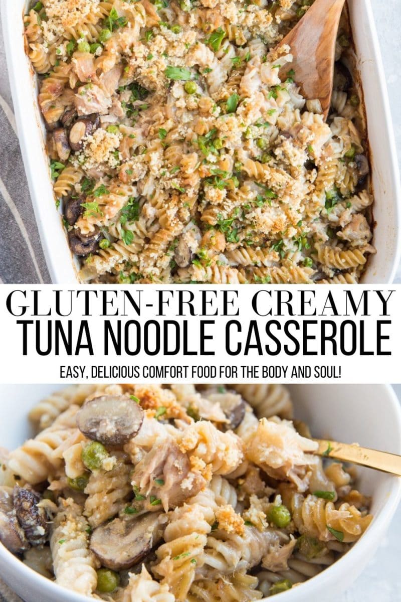 Gluten-Free Tuna Noodle Casserole with a creamy sauce is the perfect comforting dinner recipe