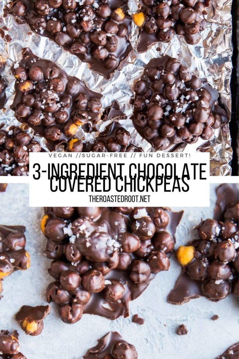 3-Ingredient Vegan Chocolate Covered Chickpeas - an easy dessert recipe that can be made sugar-free!