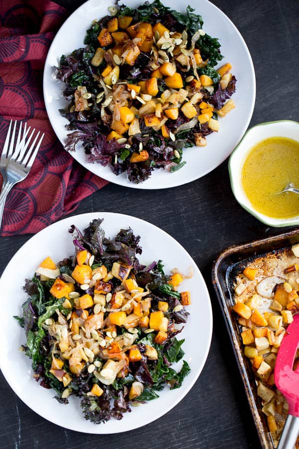 Roasted Butternut Squash Apple Kale Salad