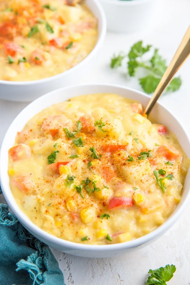 Dairy-Free Corn Chowder - veggie-loaded corn chowder made vegan and vegetarian for a healthy meal