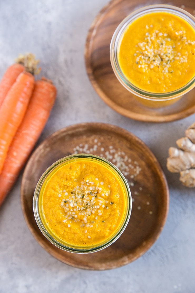 Carrot Ginger Smoothie with coconut milk and honey - an antioxidant-rich anti-inflammatory smoothie recipe!