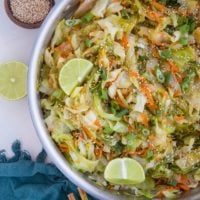 Cabbage Stir Fry Recipe with napa cabbage. An easy side dish to go along any main entree! Paleo, Keto, Whole30 and delicious!