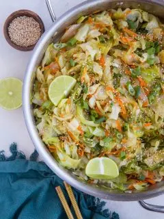 Cabbage Stir Fry Recipe with napa cabbage. An easy side dish to go along any main entree! Paleo, Keto, Whole30 and delicious!