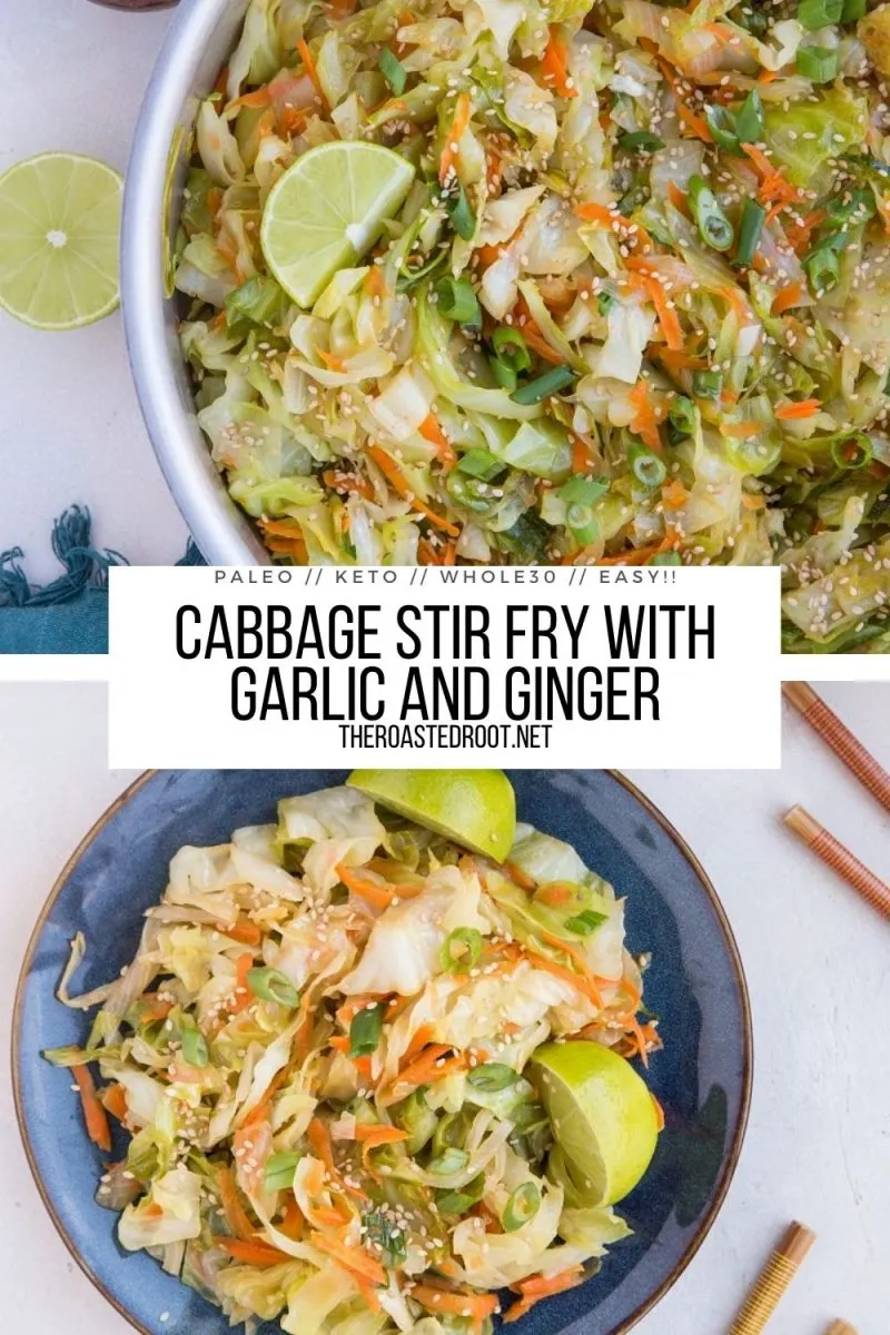 Cabbage Stir Fry Recipe with onion, ginger, garlic, and more! A healthy, easy side dish that is paleo, keto, and whole30