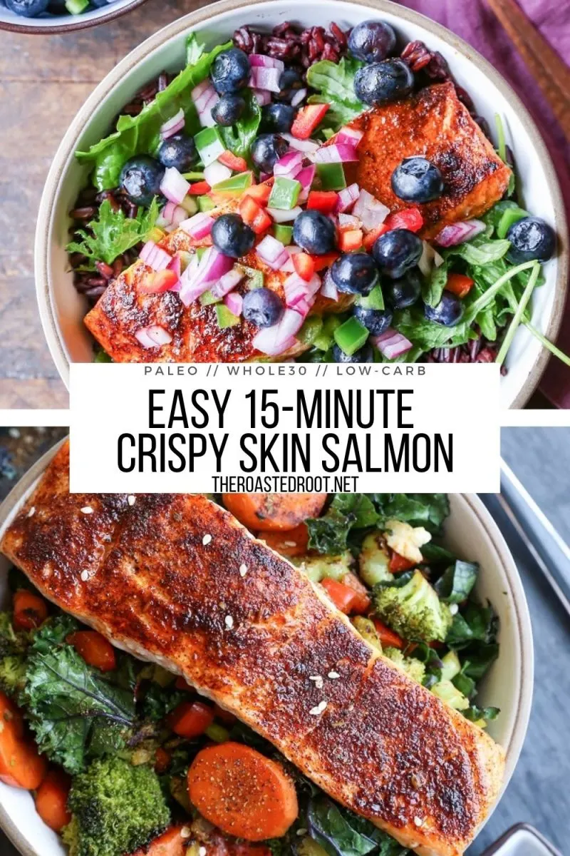 Easy 15-Minute Crispy Skin Salmon made in 15 minutes in the oven