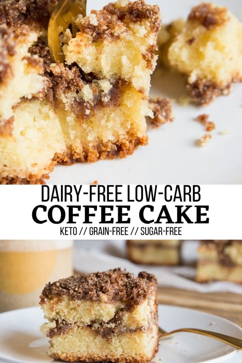 Dairy-Free Keto Coffee Cake made grain-free, sugar-free with delicious cinnamon swirl! A marvelous low-carb breakfast or snack!