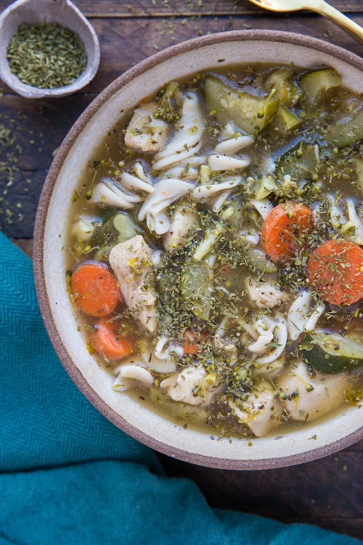 One-Pot Chicken Noodle Soup with gluten-free noodles - an easy nourishing soup recipe