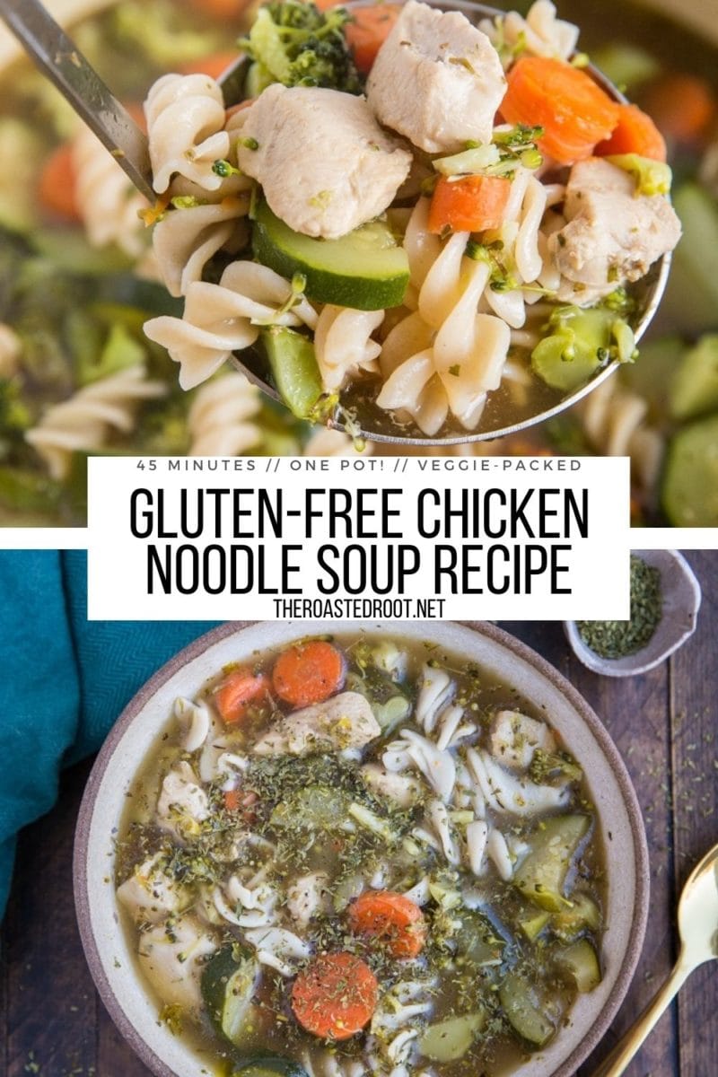 Easy Gluten-Free Chicken Noodle Soup with vegetables - a quick, healthy chicken soup recipe!