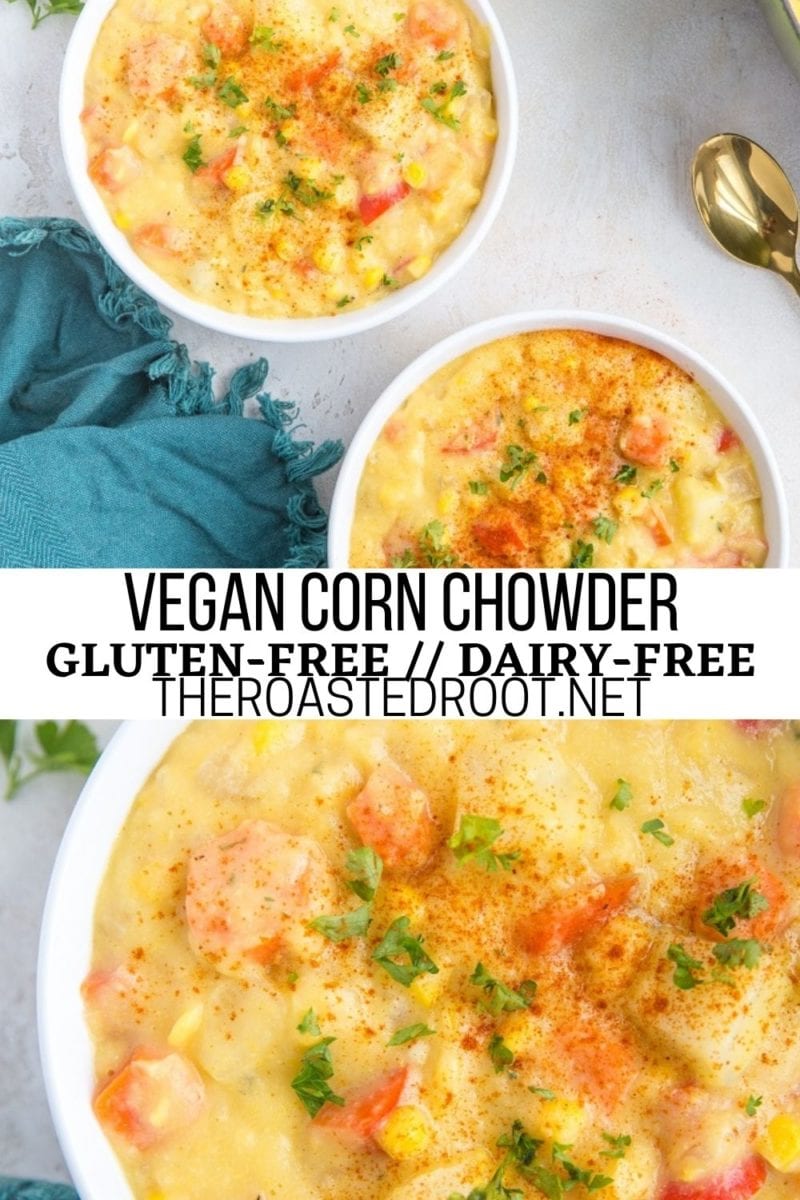 Dairy-Free Gluten-Free Vegan Corn Chowder Recipe - a thick, creamy, rich, delicious chowder recipe that will blow your mind!