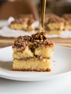 Grain-Free Keto Coffee Cake made dairy-free and sugar-free. Moist, fluffy, healthy and delicious!