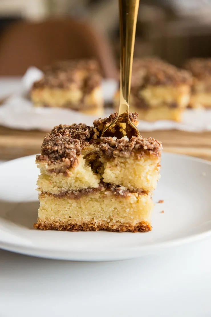 Grain-Free Keto Coffee Cake made dairy-free and sugar-free. Moist, fluffy, healthy and delicious!