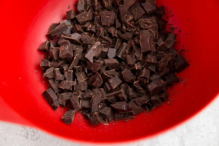 Chop the 100% chocolate bar for the mug brownies