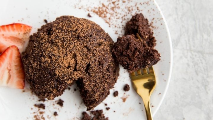 Low-Carb Mug Brownies for two - grain-free, sugar-free, magically delicious!