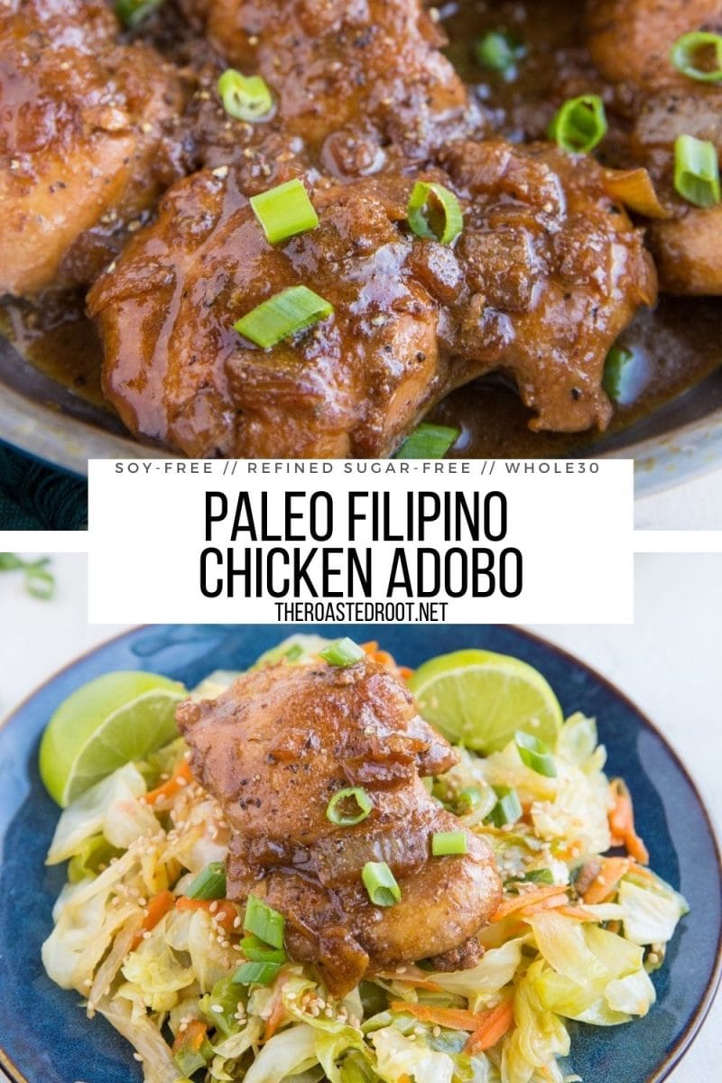 Easy Paleo Filipino Chicken Adobo Recipe - soy-free, refined sugar-free, amazing tender chicken recipe that is healthy, whole30 and delicious!