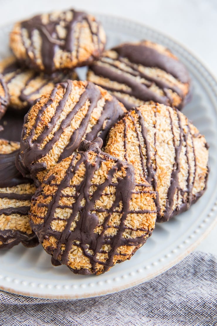 Healthy Samoa Cookies made with 4 basic ingredients - paleo, grain-free, refined sugar-free and delicious