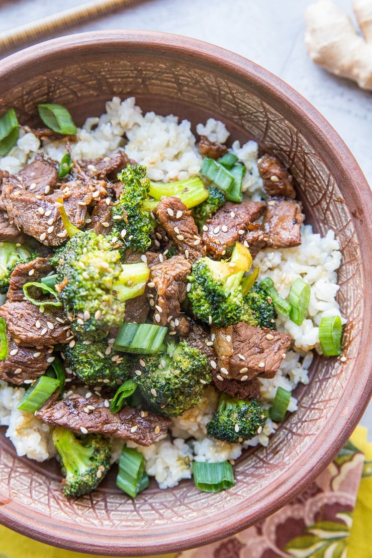 Ginger Garlic Broccoli Beef Stir Fry with green onion - an easy, quick dinner recipe that can be made any night of the week