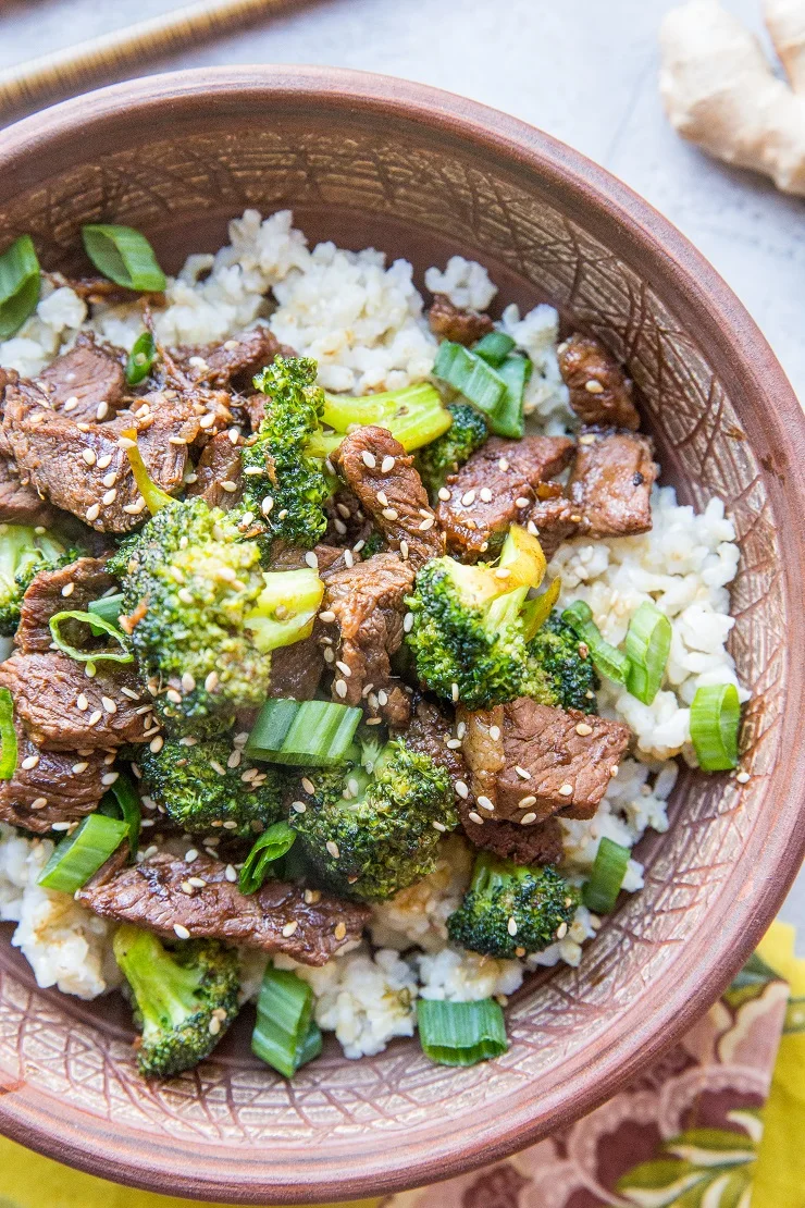 Ginger Garlic Broccoli Beef Stir Fry with green onion - an easy, quick dinner recipe that can be made any night of the week