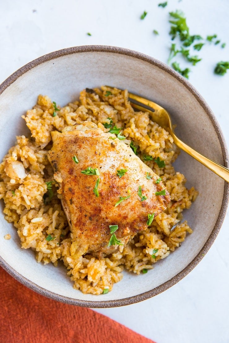 Quick and simple Arroz Con Pollo - a basic, delicious recipe for chicken and rice
