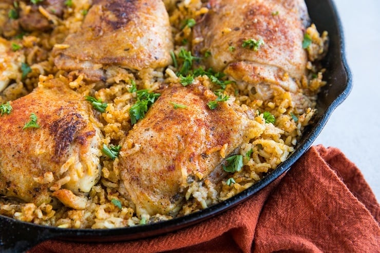 One-Pot Arroz con Pollo recipe - an easy recipe for chicken and rice made in one pot or skillet. 
