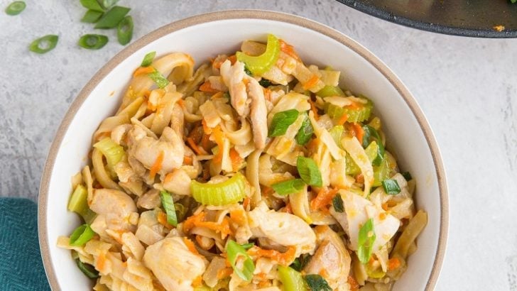 Healthy Gluten-Free Chicken Chow Mein recipe - quick, easy, made in less than 40 minutes!