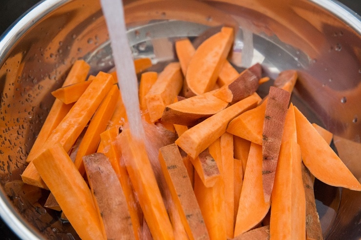 Soak sweet potatoes